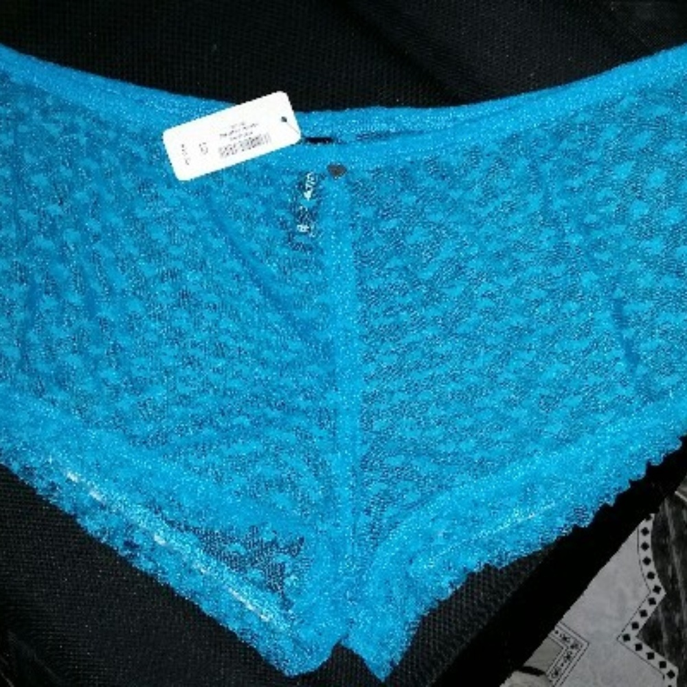 Black Heart Gorgeous Blue Lace Boyshort Sz L New